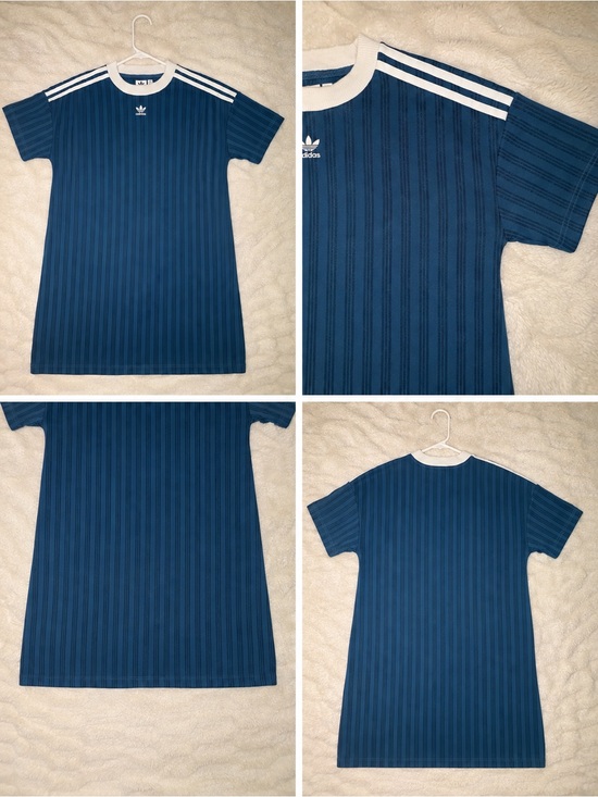 adidas Dresses & Skirts - Adidas Blue Striped Crewneck Dress